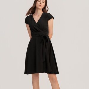 Elegant Silk Black Wrap Dress